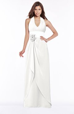 ColsBM Paulina Cloud White Glamorous A-line Halter Chiffon Flower Bridesmaid Dresses