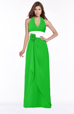 ColsBM Paulina Jasmine Green Glamorous A-line Halter Chiffon Flower Bridesmaid Dresses