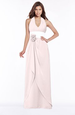 ColsBM Paulina Light Pink Glamorous A-line Halter Chiffon Flower Bridesmaid Dresses