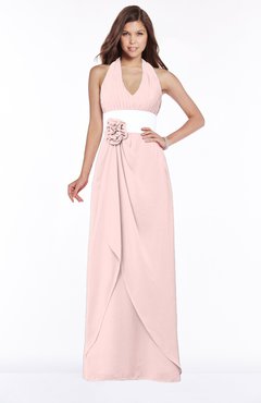 ColsBM Paulina Pastel Pink Glamorous A-line Halter Chiffon Flower Bridesmaid Dresses