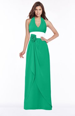 ColsBM Paulina Pepper Green Glamorous A-line Halter Chiffon Flower Bridesmaid Dresses