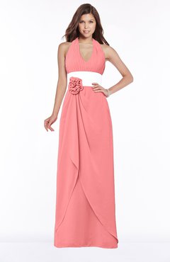 ColsBM Paulina Shell Pink Glamorous A-line Halter Chiffon Flower Bridesmaid Dresses
