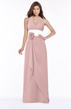ColsBM Paulina Silver Pink Glamorous A-line Halter Chiffon Flower Bridesmaid Dresses
