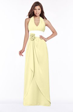 ColsBM Paulina Soft Yellow Glamorous A-line Halter Chiffon Flower Bridesmaid Dresses