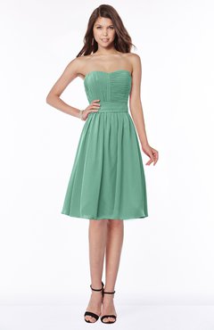 ColsBM Lilia Beryl Green Gorgeous A-line Zip up Chiffon Knee Length Pick up Bridesmaid Dresses