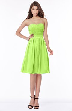 ColsBM Lilia Bright Green Gorgeous A-line Zip up Chiffon Knee Length Pick up Bridesmaid Dresses