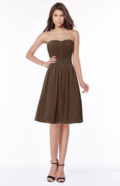 ColsBM Lilia Chocolate Brown Gorgeous A-line Zip up Chiffon Knee Length Pick up Bridesmaid Dresses