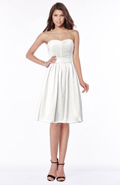 ColsBM Lilia Cloud White Gorgeous A-line Zip up Chiffon Knee Length Pick up Bridesmaid Dresses
