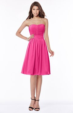 ColsBM Lilia Fandango Pink Gorgeous A-line Zip up Chiffon Knee Length Pick up Bridesmaid Dresses