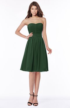 ColsBM Lilia Hunter Green Gorgeous A-line Zip up Chiffon Knee Length Pick up Bridesmaid Dresses