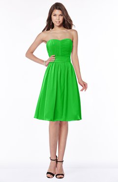 ColsBM Lilia Jasmine Green Gorgeous A-line Zip up Chiffon Knee Length Pick up Bridesmaid Dresses