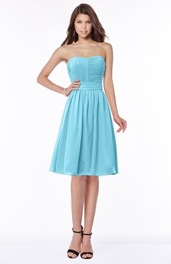 ColsBM Lilia Light Blue Gorgeous A-line Zip up Chiffon Knee Length Pick up Bridesmaid Dresses
