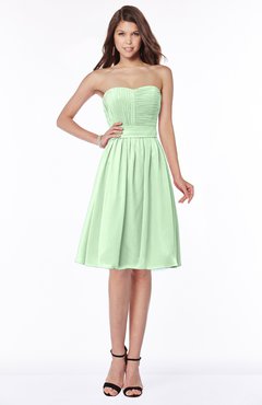 ColsBM Lilia Light Green Gorgeous A-line Zip up Chiffon Knee Length Pick up Bridesmaid Dresses