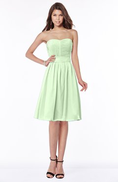 ColsBM Lilia Pale Green Gorgeous A-line Zip up Chiffon Knee Length Pick up Bridesmaid Dresses