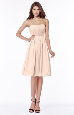 ColsBM Lilia Peach Puree Gorgeous A-line Zip up Chiffon Knee Length Pick up Bridesmaid Dresses