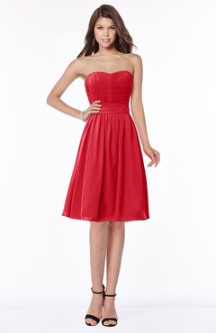 ColsBM Lilia Red Gorgeous A-line Zip up Chiffon Knee Length Pick up Bridesmaid Dresses