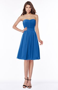 ColsBM Lilia Royal Blue Gorgeous A-line Zip up Chiffon Knee Length Pick up Bridesmaid Dresses
