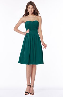 ColsBM Lilia Shaded Spruce Gorgeous A-line Zip up Chiffon Knee Length Pick up Bridesmaid Dresses