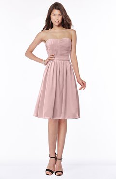 ColsBM Lilia Silver Pink Gorgeous A-line Zip up Chiffon Knee Length Pick up Bridesmaid Dresses