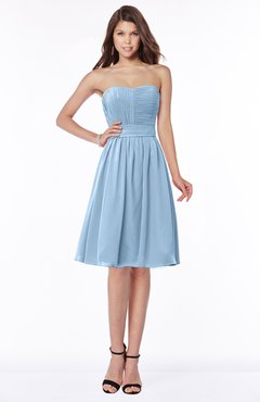 ColsBM Lilia Sky Blue Gorgeous A-line Zip up Chiffon Knee Length Pick up Bridesmaid Dresses