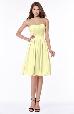 ColsBM Lilia Wax Yellow Gorgeous A-line Zip up Chiffon Knee Length Pick up Bridesmaid Dresses