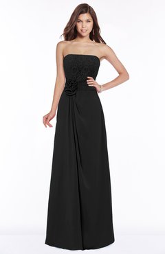 ColsBM Ella Black Gorgeous A-line Sleeveless Chiffon Floor Length Flower Bridesmaid Dresses