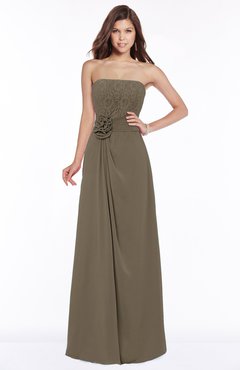ColsBM Ella Carafe Brown Gorgeous A-line Sleeveless Chiffon Floor Length Flower Bridesmaid Dresses