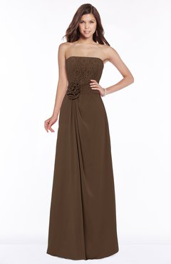 ColsBM Ella Chocolate Brown Gorgeous A-line Sleeveless Chiffon Floor Length Flower Bridesmaid Dresses