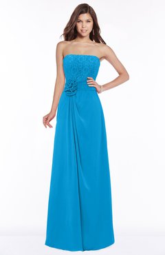 ColsBM Ella Cornflower Blue Gorgeous A-line Sleeveless Chiffon Floor Length Flower Bridesmaid Dresses
