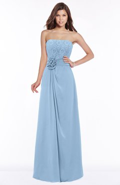 ColsBM Ella Dusty Blue Gorgeous A-line Sleeveless Chiffon Floor Length Flower Bridesmaid Dresses