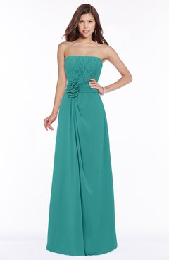ColsBM Ella Emerald Green Gorgeous A-line Sleeveless Chiffon Floor Length Flower Bridesmaid Dresses