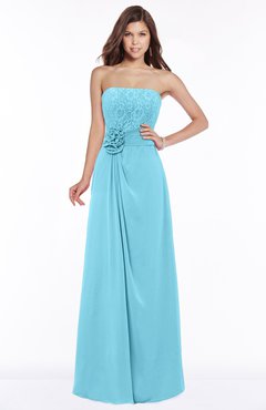 ColsBM Ella Light Blue Gorgeous A-line Sleeveless Chiffon Floor Length Flower Bridesmaid Dresses