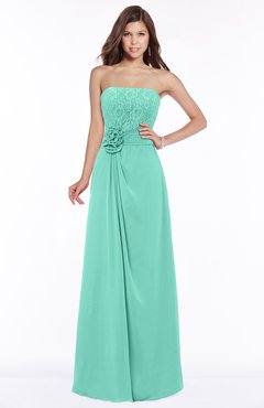 ColsBM Ella Mint Green Gorgeous A-line Sleeveless Chiffon Floor Length Flower Bridesmaid Dresses