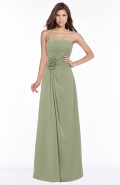 ColsBM Ella Moss Green Gorgeous A-line Sleeveless Chiffon Floor Length Flower Bridesmaid Dresses