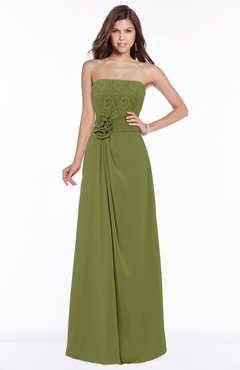 ColsBM Ella Olive Green Gorgeous A-line Sleeveless Chiffon Floor Length Flower Bridesmaid Dresses