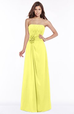 ColsBM Ella Pale Yellow Gorgeous A-line Sleeveless Chiffon Floor Length Flower Bridesmaid Dresses
