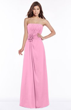 ColsBM Ella Pink Gorgeous A-line Sleeveless Chiffon Floor Length Flower Bridesmaid Dresses