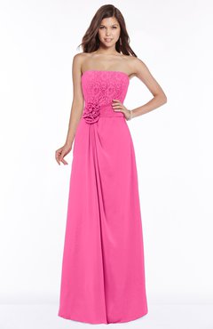ColsBM Ella Rose Pink Gorgeous A-line Sleeveless Chiffon Floor Length Flower Bridesmaid Dresses