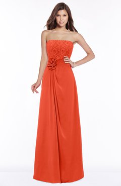 ColsBM Ella Tangerine Tango Gorgeous A-line Sleeveless Chiffon Floor Length Flower Bridesmaid Dresses