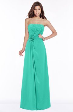 ColsBM Ella Viridian Green Gorgeous A-line Sleeveless Chiffon Floor Length Flower Bridesmaid Dresses