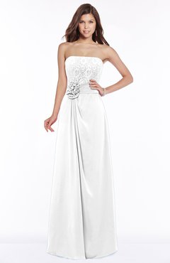 ColsBM Ella White Gorgeous A-line Sleeveless Chiffon Floor Length Flower Bridesmaid Dresses