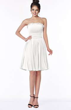 ColsBM Aubree Cloud White Princess A-line Sleeveless Knee Length Pleated Bridesmaid Dresses