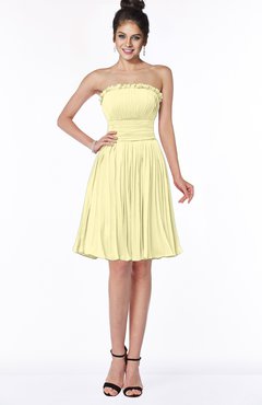 ColsBM Aubree Soft Yellow Princess A-line Sleeveless Knee Length Pleated Bridesmaid Dresses