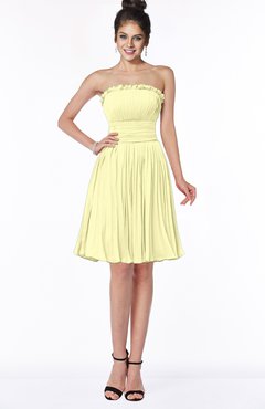 ColsBM Aubree Wax Yellow Princess A-line Sleeveless Knee Length Pleated Bridesmaid Dresses
