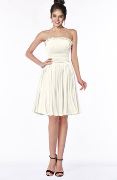 ColsBM Aubree Whisper White Princess A-line Sleeveless Knee Length Pleated Bridesmaid Dresses