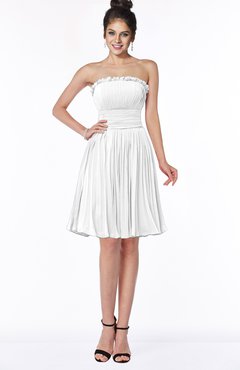 ColsBM Aubree White Princess A-line Sleeveless Knee Length Pleated Bridesmaid Dresses
