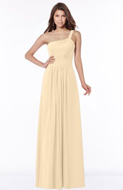 ColsBM Laverne Apricot Gelato Modest A-line Half Backless Chiffon Floor Length Ruching Bridesmaid Dresses