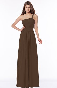 ColsBM Laverne Chocolate Brown Modest A-line Half Backless Chiffon Floor Length Ruching Bridesmaid Dresses
