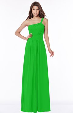 ColsBM Laverne Classic Green Modest A-line Half Backless Chiffon Floor Length Ruching Bridesmaid Dresses