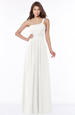 ColsBM Laverne Cloud White Modest A-line Half Backless Chiffon Floor Length Ruching Bridesmaid Dresses